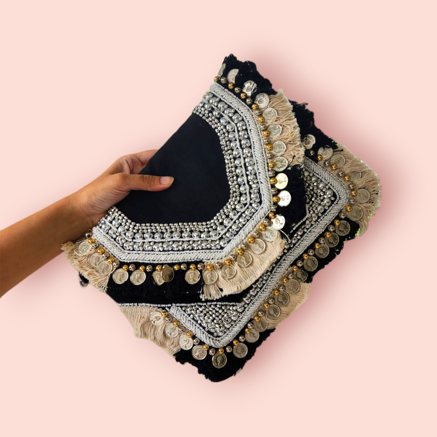 BLACK & WHITE BOHO BAG