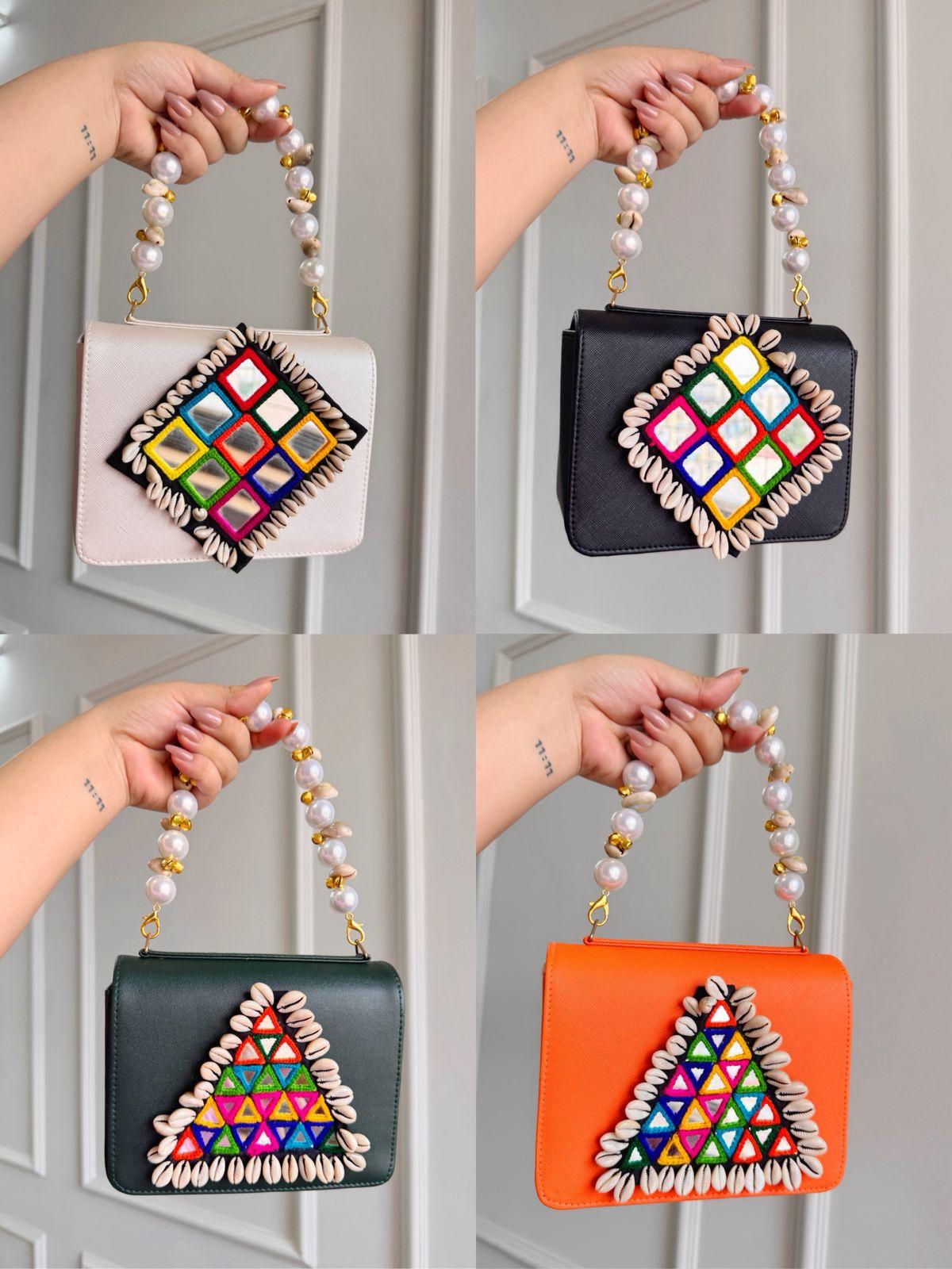 MACRO BAGS WITH MULTI MIRROR & COWRY SHELLS