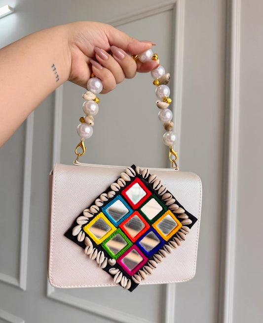 MACRO BAGS WITH MULTI MIRROR & COWRY SHELLS