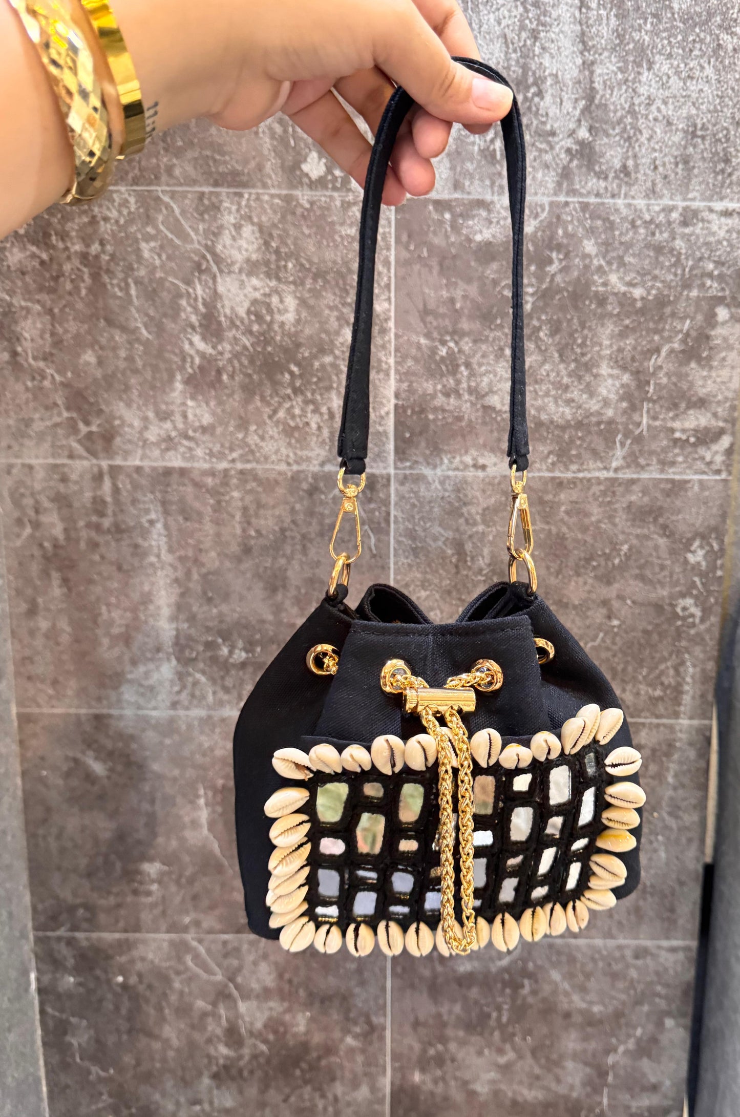 COWRY SHELL BUCKET BAGS
