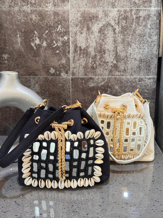 COWRY SHELL BUCKET BAGS