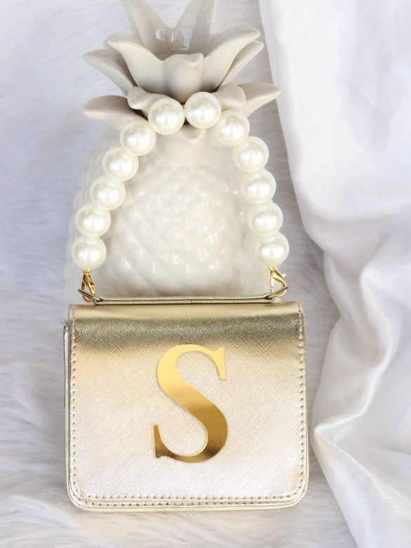 LIGHT GOLD INITIAL BAG