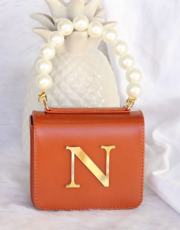 PETITE TAN INITIAL BAG